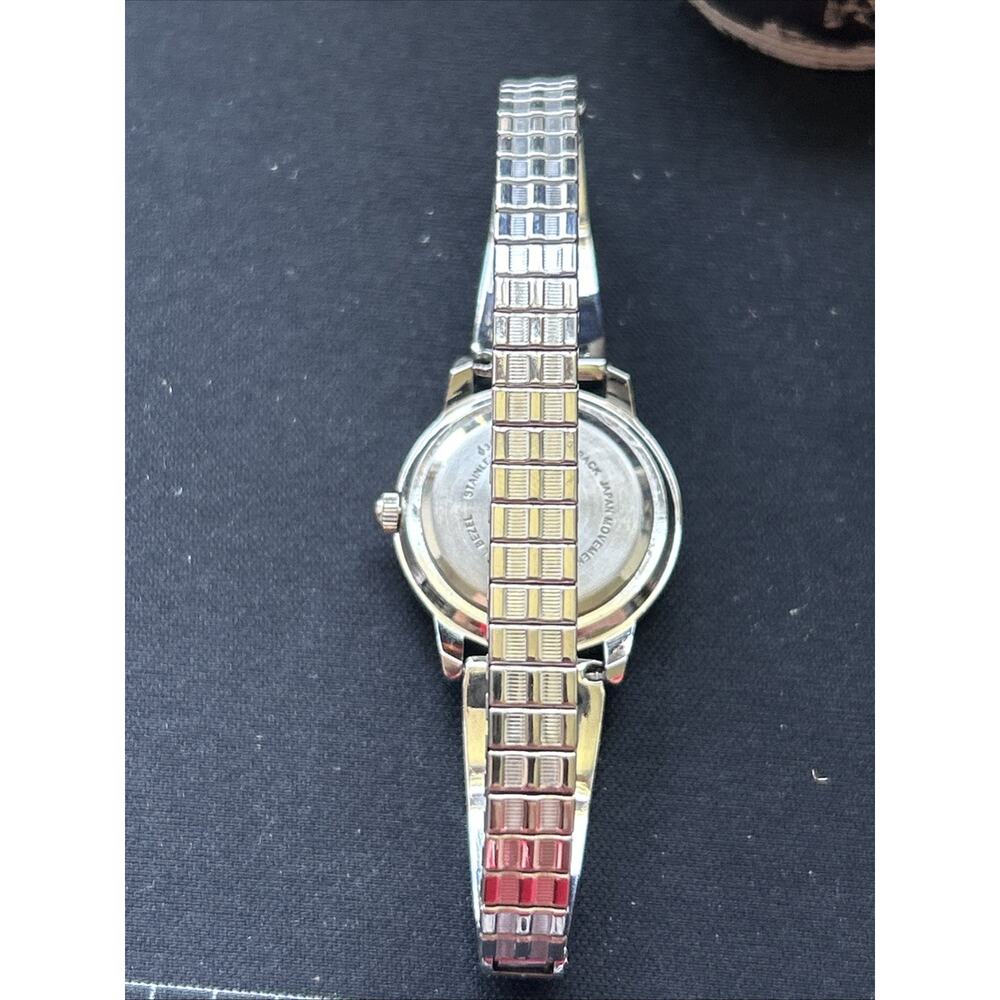 Silver Tone White Dial Women’s Stretch Band Quartz Watch - Picture 4 of 6